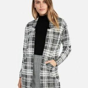 Express Plaid Shacket - White and Gray